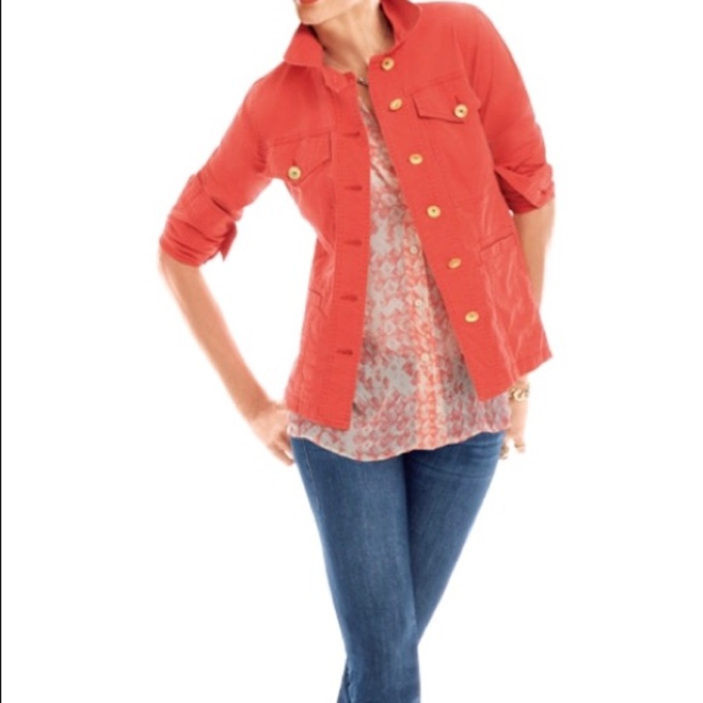 CAbi Orange Light Weight Ruffle Back Jacket M